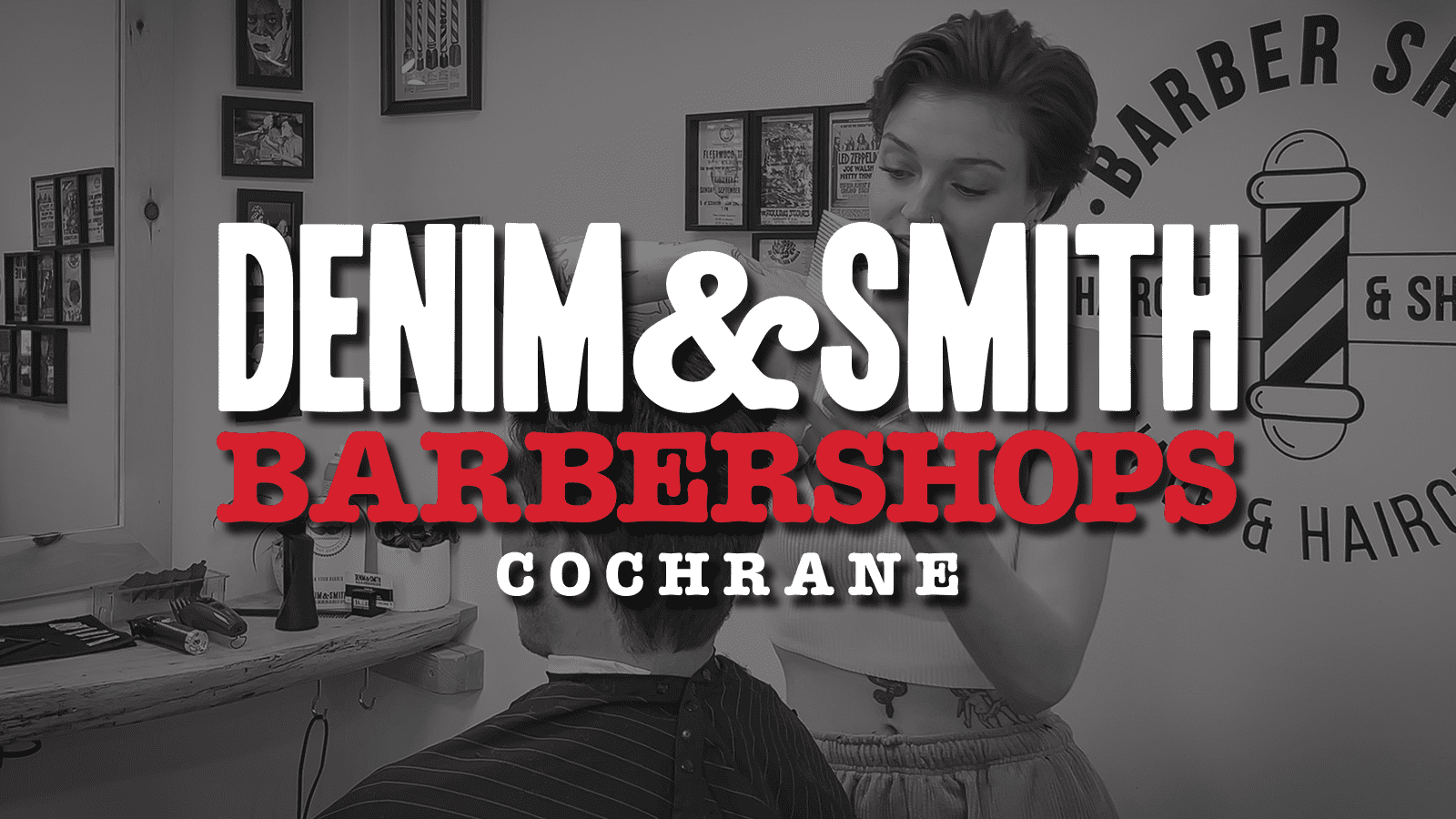 Denim & Smith Logo over staff background